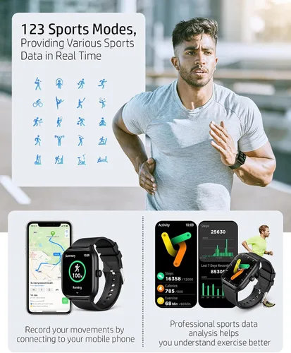 Miniatura 7 de Relojes inteligentes para hombres y mujeres con llamada Bluetooth, rastreador de actividad física de 1.96 pulgadas, pantalla táctil completa HD