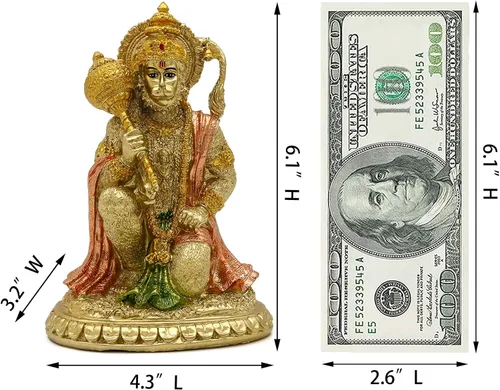 Miniatura 6 de alikiki Estatua hindú Ramayana Hanuman - 6.1 pulgadas de alto, estatua de dios indio hinduismo, devoto, señor Rama, santuario, altar, decoración