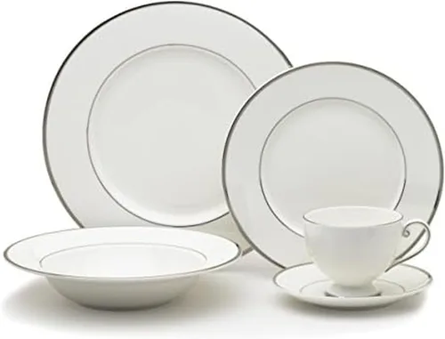 Miniatura 12 de Mikasa Parchment - Juego de vajilla de 40 piezas, servicio para 8, platos de porcelana duraderos, cuencos y tazas con diseño contemporáneo, apto