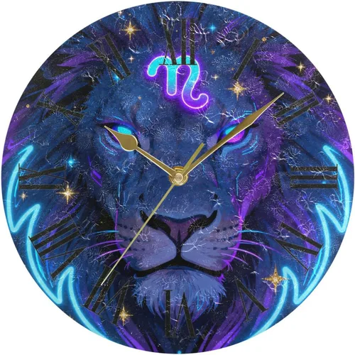 fantasy 12 constelaciones signos del zodiaco Leo 10 pulgadas pared redonda reloj de cocina silencioso interior para casa de campo cocina reloj de