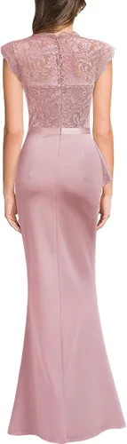 Miniatura 2 de MISSMAY Vestido largo formal de boda sin mangas con encaje floral retro para mujer