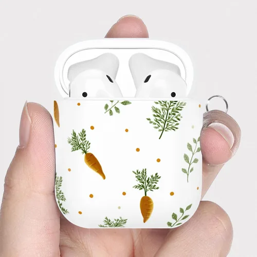 Miniatura 4 de Funda de zanahorias naranjas para Airpod 2/1 con llavero de protección completa de plástico accesorios para la piel para mujeres y hombres
