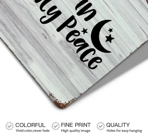 Miniatura 3 de LUIJORGY Letrero de metal rústico con letras familiares para decoración de pared, para dormir en la paz celestial, grano de madera, vida positiva