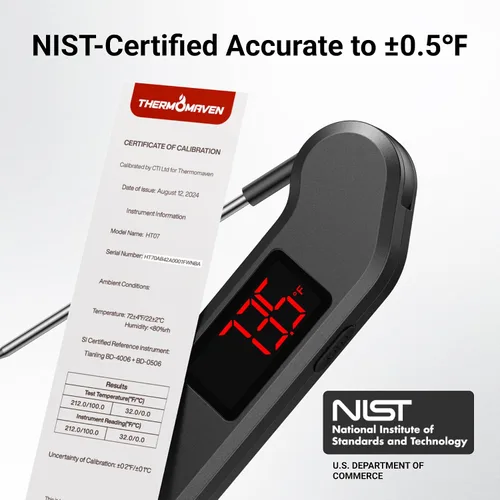 Miniatura 3 de Termómetro digital profesional para carne, lectura instantánea de 1 segundo, precisión de ± 0.5 ℉, termómetro de alimentos certificado NIST y NSF