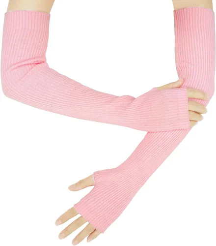 Miniatura 13 de Guantes cálidos de cachemira de brazo largo para mujer, guantes de invierno acogedores sin dedos, calentadores de brazos suaves, gran regalo