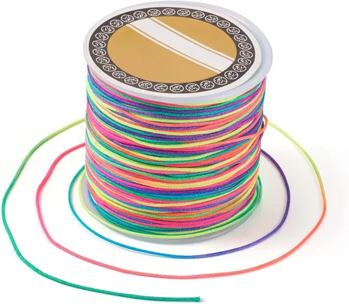 Miniatura 25 de Pandahall - Cordón de nailon para joyería de 109 yardas, cuerda de anudación china de hilo de macramé para joyería Kumihimo (vara dorada)