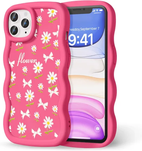 Miniatura 304 de Compatible con iPhone SE/8/7 Funda para Mujeres y Niñas, Marco Ondulado Rizado con Patrón Lindo, Estética Delgada Suave Silicona TPU Parachoques