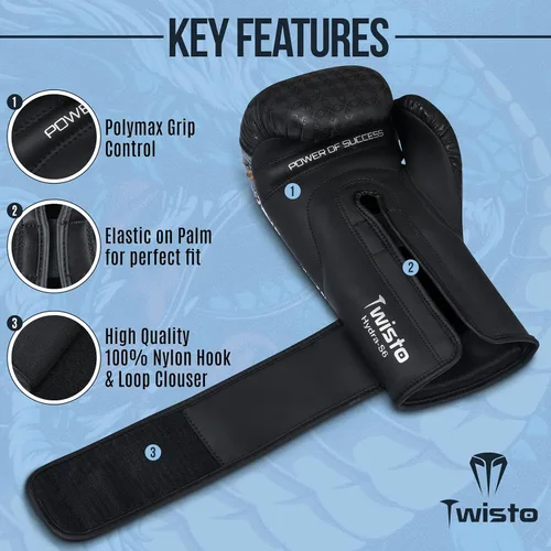 Miniatura 4 de Twisto Guantes de boxeo S6 – Pro Training & Sparring, piel maya, Muay Thai, MMA, kickboxing, hombres, mujeres, adultos, saco de boxeo pesado