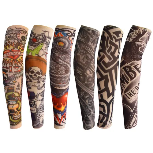 6 fundas temporales para tatuajes para niños y niñas, mangas de protección solar falsas para deportes al aire libre, equitación, ciclismo, A