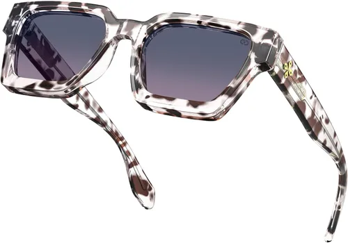 Miniatura 24 de VISOONE Moda 100% UV400 Protección Rectángulo TR90 Y2K Gafas de sol Accesorios para Mujeres Hombres RIVER, Carne de suelo/Gris Rosa