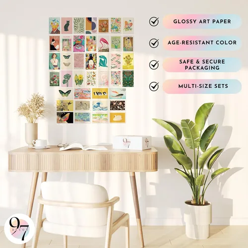 Miniatura 5 de 97 Decor Impresiones artísticas de pared eclécticas – 40 pequeños kit de collage de pared ecléctico para dormitorio de adolescentes y niñas