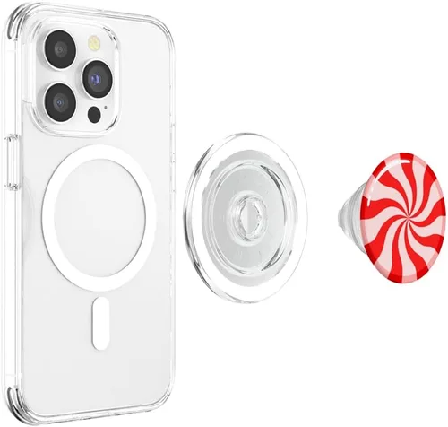 Miniatura 4 de PopSockets MagSafe PopGrip de caramelo de menta navideño para iPhone