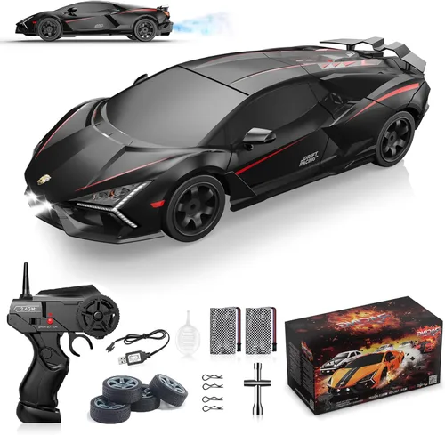 Miniatura 12 de Auto de control remoto Desdoni - Auto de control remoto RC Drift 1:16 Escala 4WD 18KM/H Vehículo modelo de alta velocidad 2.4GHz con luces LED