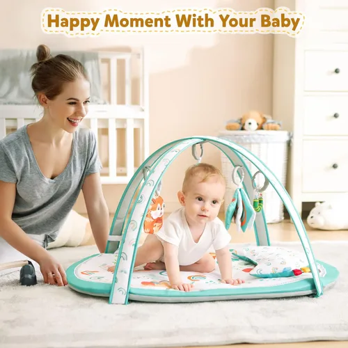 Miniatura 4 de Ibabejoy - Gimnasio de juego para bebés, gimnasio de juego basado en escenarios con 2 fundas lavables a máquina para recién nacidos a niños, tapete