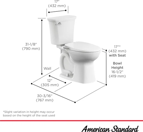 Miniatura 4 de American Standard 608AA005.020 Edgemere Inodoro de dos piezas con asiento de cierre lento y anillo de cera, parte delantera alargada, descarga a