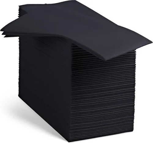 100 servilletas de papel negro con tacto de lino, servilletas decorativas como tela de color negro, suaves y absorbentes, para cocina, fiesta, boda,