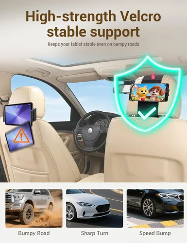 Miniatura 4 de Soporte de silicona para teléfono de automóvil, soporte ajustable para reposacabezas de teléfono compatible con iPhone 17, 16, 15, 14 Pro Max