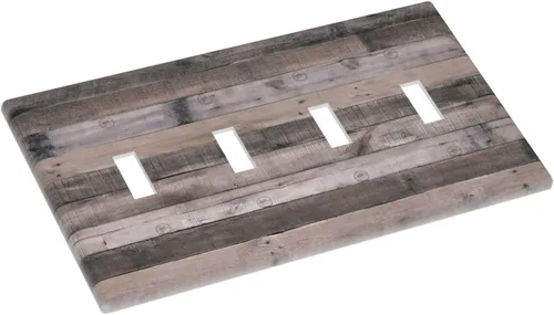 Miniatura 368 de Placa Decorativa de Pared de Granja Rústica con Cuerno de Madera para Puerta de Granero 1 Banda Duplex Cubiertas de Toma Eléctrica Soltera