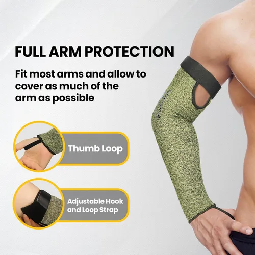 Miniatura 5 de Schwer CORE Mangas de Protección para Brazo S081, Mangas Resistentes a Cortes ANSI A5 con Orificio para el Pulgar, Manga de Soldadura Resistente a