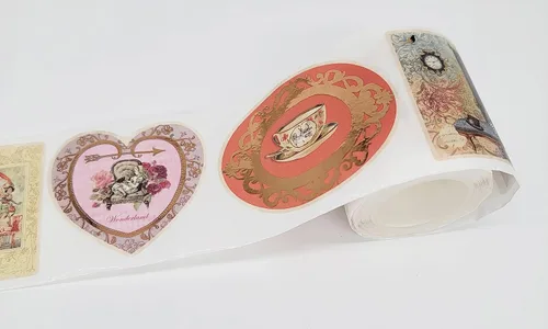 Miniatura 3 de Serenity Fair Alice Adventures in Wonderland Gold Foil Pegatinas de papel washi. Aproximadamente 160 pegatinas de lámina dorada