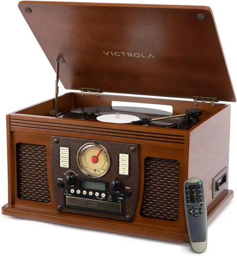 Miniatura 15 de Victrola Navigator - Reproductor de discos Bluetooth 8 en 1 con altavoces integrados, tocadiscos de 3 velocidades, reproductor de CD, cassette