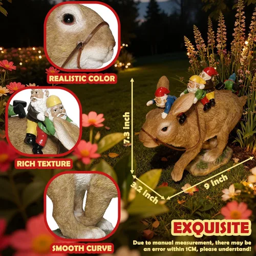 Miniatura 5 de Sunthus Decoraciones de gnomos de jardín para patio, estatua de conejo, divertida decoración para exteriores