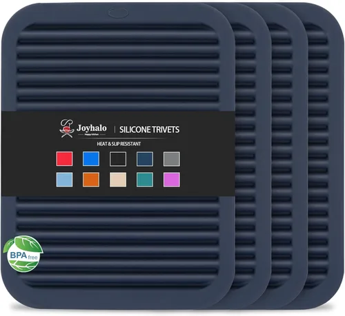Miniatura 9 de Joyhalo Paquete de 4 salvamanteles de silicona para ollas y sartenes calientes, salvamanteles resistentes al calor de 480 ℉ para platos calientes