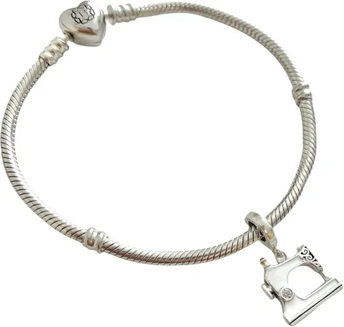 Miniatura 2 de BOLENVI Abalorio de plata de ley 925 para máquina de coser blanca para pulseras o collares similares Plata esterlina Sin gemas