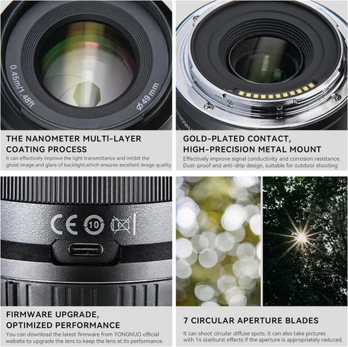 Miniatura 6 de YONGNUO YN50MM F1.8 para Nikon Z Mount, lente prime estándar de enfoque automático de 50mm F1.8Z, formato APS-C para lentes de cámaras sin espejo Z5