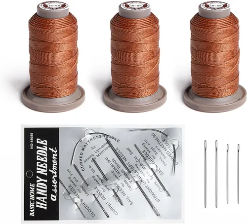 Miniatura 10 de WUTA Juego de agujas de coser a mano de hilo encerado, suministros de costura de cuero para tapicería del hogar, bolsas de lona de cuero, sofá