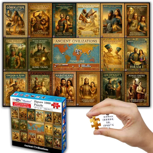 Miniatura 7 de Think2Master Rompecabezas de historia mundial de las civilizaciones antiguas de 1000 piezas de gran formato para niños mayores de 13 años