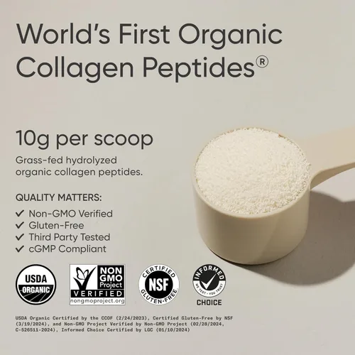 Miniatura 2 de Sports Research® Péptidos de colágeno orgánico - Polvo de proteína de colágeno hidrolizado tipo I y III hecho de manera sostenible a partir de vacas
