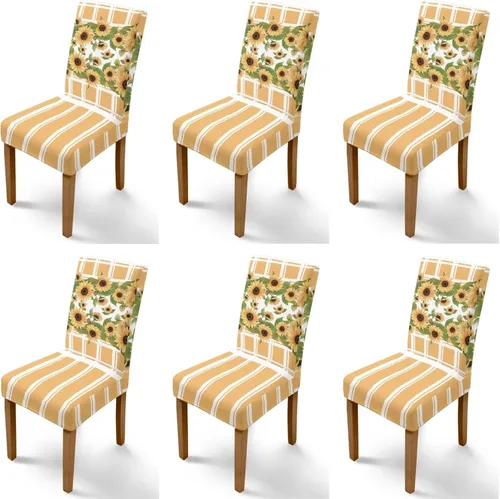 Miniatura 84 de Rnyleeg Thanksgiving Chair Covers for Living Room No Arms Turkey Pumpkin Stretch Dining Chair Covers Set of 6 Soft Washable Kitchen Chair Protector