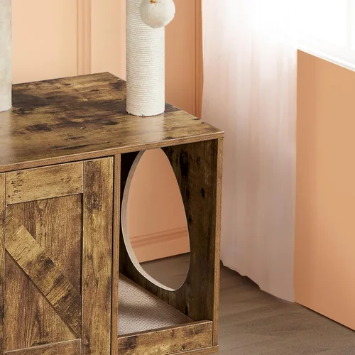 Miniatura 5 de Yaheetech Árbol para gatos, torre para gatos de 53 pulgadas con caja de arena de madera, casa para gatos 2 en 1 con condominio, postes rascadores