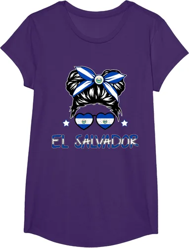 Miniatura 12 de Camiseta de El Salvador para Niñas Bandera Patrimonio Hispano Salvadoreño