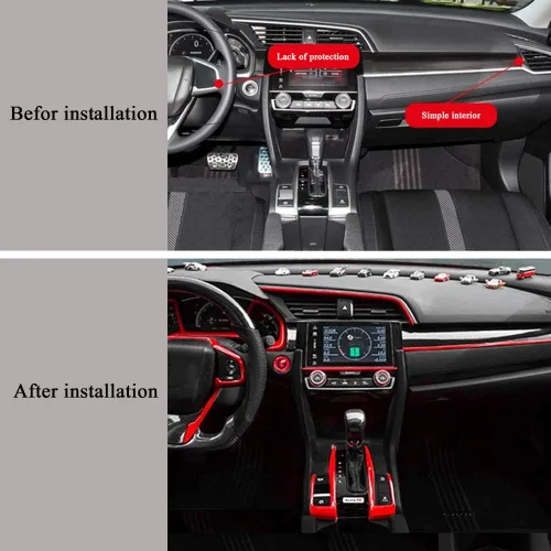 Miniatura 4 de XITER Panel de engranajes de fibra de carbono y plástico ABS, decoración de caja de cambios, accesorios para Honda 10th Civic 2016 2017 2018 2019
