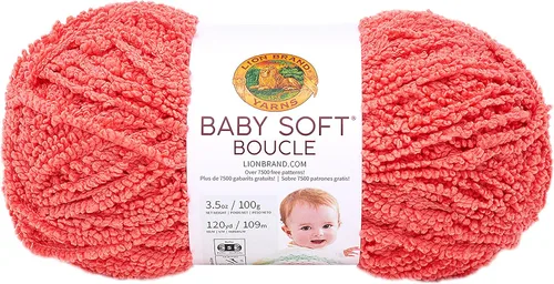 Lion Brand Yarn Baby Soft Boucle - Ovillo de lana, color coral