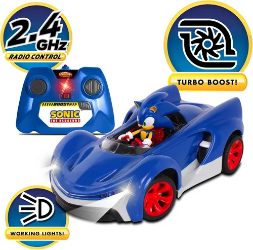 Miniatura 3 de NKOK Team Sonic Racing - Auto de juguete con control remoto de 2.4 GHz con Turbo Boost – Sonic The Hedgehog 601, cuenta con luces funcionales
