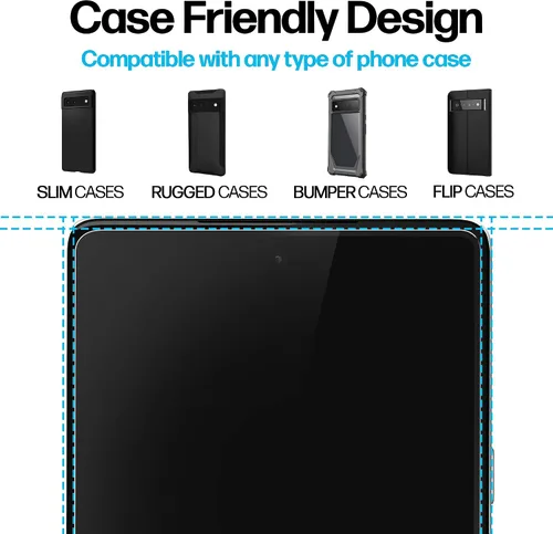 Miniatura 6 de Power Theory Protector de pantalla para Google Pixel 6 PRO [2 unidades] [no de vidrio] compatible con fundas, cubierta completa, película flexible