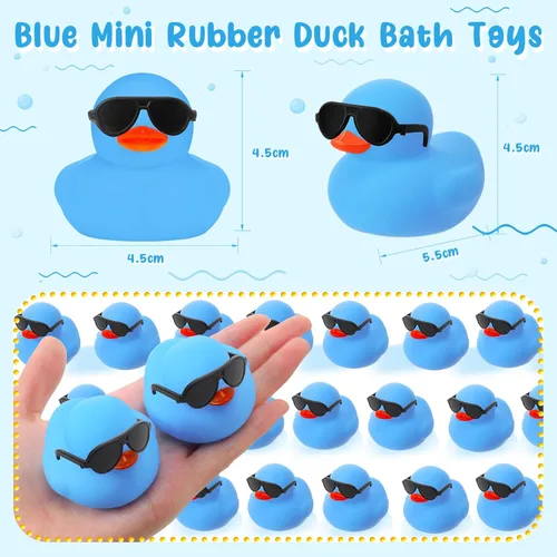 Miniatura 4 de Sosation Juego de 36 mini patos de goma con lentes de sol de 2.2 pulgadas, patitos de goma chirriantes de baño, juguetes flotantes para bañera