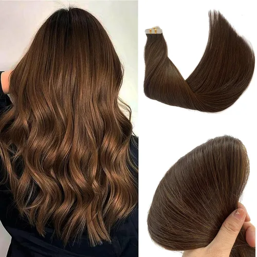 Miniatura 19 de Extensiones adhesivas rubias de cabello humano brasileño grado 9A, #60 rubio platino, cinta en 12 pulgadas, 20 unidades por juego, extensiones