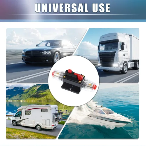 Miniatura 2 de Disyuntor de reinicio de automóvil 125A DC 12-48V Disyuntor de fusibles para audio de automóvil, inversor de interruptor estéreo de barco marino