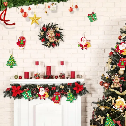 Miniatura 2 de Civaner 24 Kits de Manualidades de Navidad para Niños Adornos de Árbol Colgantes Arte y Manualidades Proyecto DIY Kit de Manualidades Casa