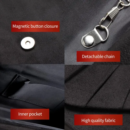 Miniatura 6 de BBjinronjy Bolso de mano para mujer, bolso de noche para mujer, bolso de noche con cadena desmontable para boda, graduación, gamuza sintética