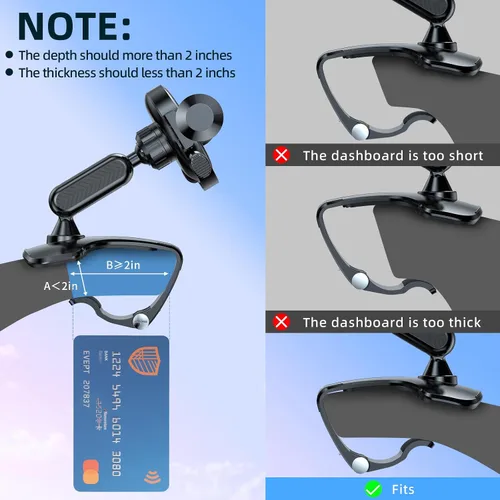 Miniatura 2 de Soporte de teléfono universal mejorado de 360° para tablero de instrumentos 2025 - Soporte multifuncional giratorio para visera/retrovisor