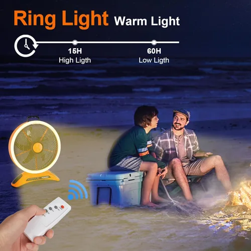 Miniatura 5 de Ventilador de campamento con batería de 45000 mAh con LED, aspas grandes de 12 pulgadas, ventilador portátil recargable de alta velocidad