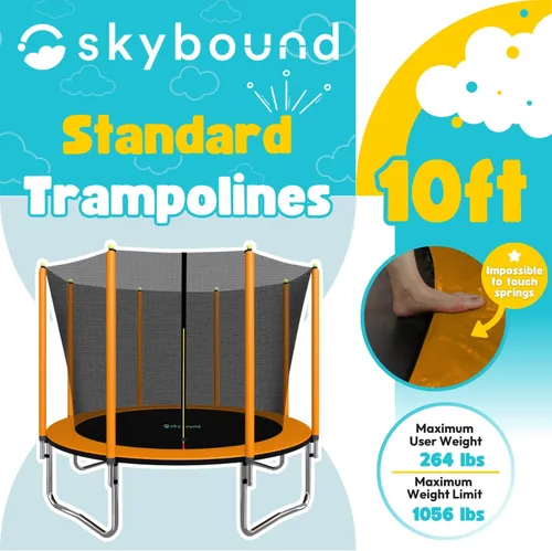 Miniatura 2 de SkyBound Trampoline with Safety Padded Poles - 10ft 12ft 14ft 15ft 16ft Large Outdoor Backyard ASTM Approved Trampolines for Kids & Adults - Heavy