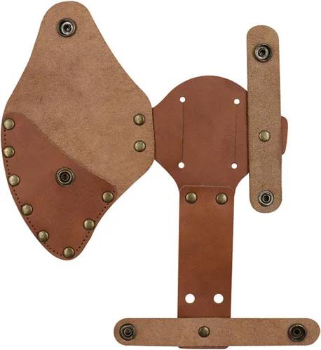 Miniatura 8 de Funda de cuero para hacha, funda duradera para cabeza de hacha con múltiples broches para un transporte seguro del hacha, cubierta de cuero rústico