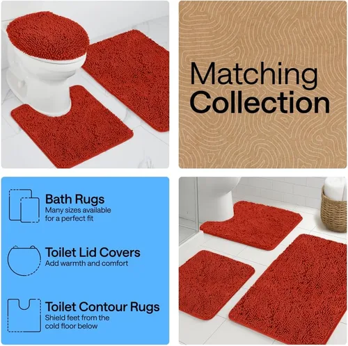 Miniatura 344 de Gorilla Grip - Tapete de baño de felpilla gruesa, suave y absorbente, secado rápido, de microfibra, con reverso de caucho, para piso de ducha, Nube