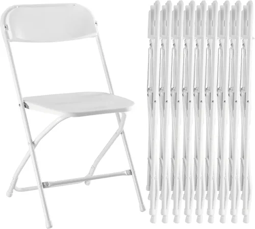 Miniatura 28 de Sweetcrispy Paquete de 4 sillas plegables de plástico para 330 libras, portátiles, metal resistente, fáciles de usar, almacenar, cómodas, para Gris
